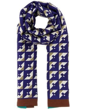 Miu Miu Printed Silk Foulard - Blue