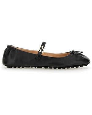 Fendi Ballerina With Ff Baguette Pattern - Black