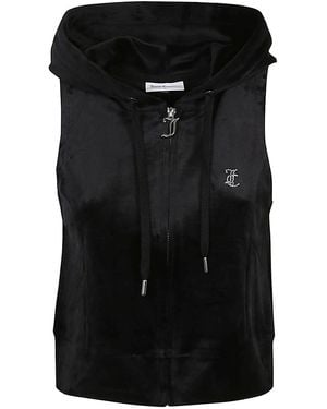 Juicy Couture Gilly Logo Velour Gilet - Black