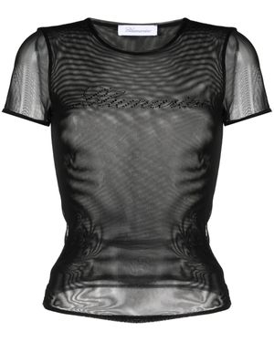 Blumarine T-Shirt Mit Logo-Verzierung - Schwarz