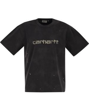 Carhartt Organic Cotton T Shirt With Spray Effect Logo - Black