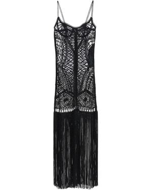 The Attico Embroidered Tulle Midi Dress - Black