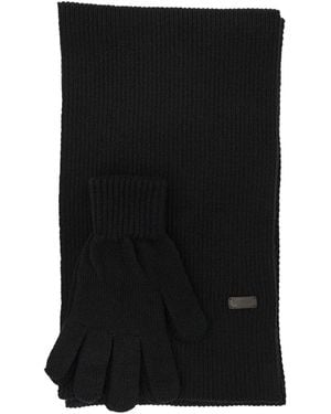 Barbour Wool Blend Scarf And Gloves - Black