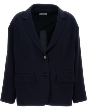 Alberto Biani Single-Breasted Blazer Jacket - Blue