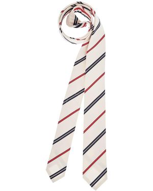Thom Browne Classic Elfenbeinkrawatte mit roten und blauen Streifen in Seide und Baumwolle - Weiß