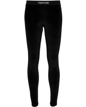 Tom Ford Form-Fitting Velour Leggings - Black
