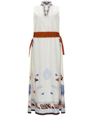 Herno Midi Dress With Print Cotton - White