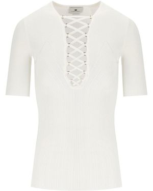 Elisabetta Franchi Ivory Knitted Top - White