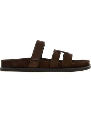 Tory Burch Chocolate Suede Ines Slippers - Brown
