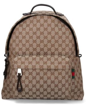Gucci Fabric Backpack Gg - Brown