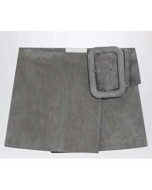Ami Paris Jupe Mini Avec Ceinture Een Grosse Boucle - Grijs