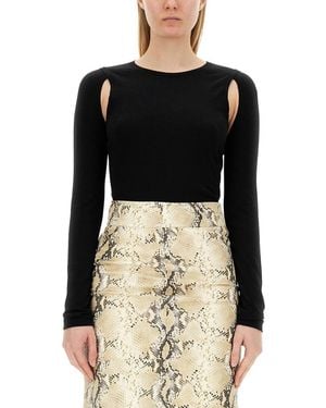 Helmut Lang Cut-Out Shoulder Top - Black