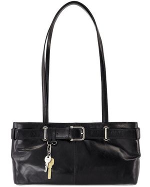 OSOI Schulter-Brocle-Umhängetasche -Leder Schwarz