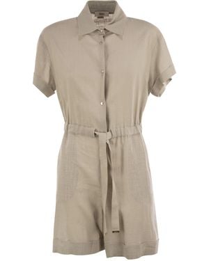 Herno Chemisier Jumpsuit With Drawstring - Natural
