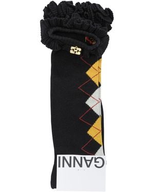 Ganni "Argyle" Classic Socks - Black