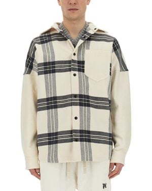 Palm Angels Oversized Check Overshirt - Grey