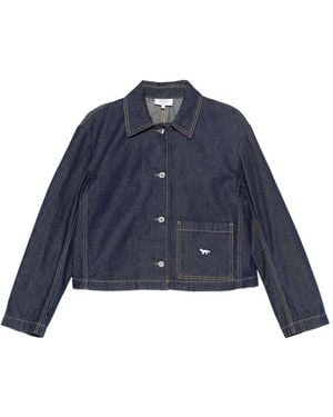Maison Kitsuné Kort Spijkerjack Van Maison Kitsune - Blauw