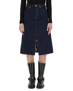 Burberry Elegant Denim Skirt Size 8 Uk - Blue