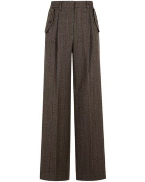 Golden Goose Gouden Goose Pinstripe -broek In Bruine Maagdelijke Wol