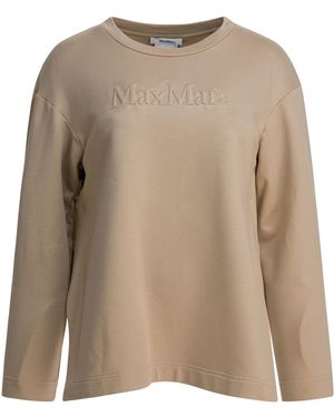 Max Mara Pure Silk And Cotton Sweatshirt Sweatshirts - Natural