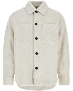 Bottega Veneta Chalk Shearling Oversize Shirt - White
