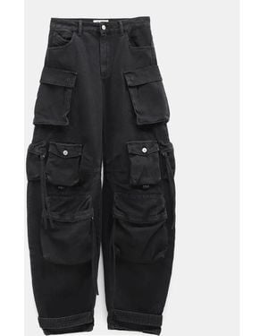 The Attico Die Attico Long Pant aus gewaschenem Denim - Schwarz