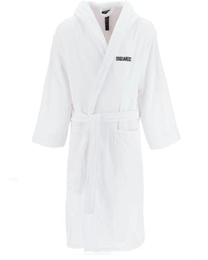 DSquared² Dsquared Bathrobe With Logo - White
