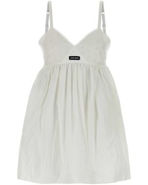 Miu Miu Cotton Blend Mini Dress - White