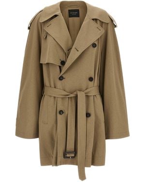 Balenciaga Cotton Trench Coat - Natural