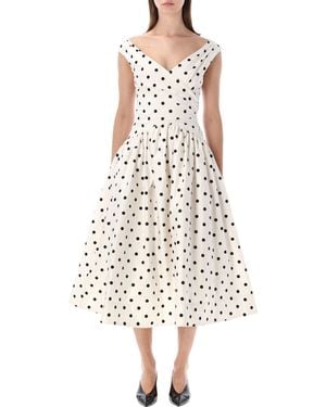 Self-Portrait Cream Polka Dot Midi Dress - White