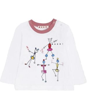 Marni T Shirt With Stylized Logo - White