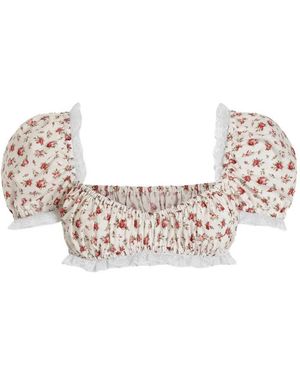 Dolce & Gabbana Blumen-Crop-Top - Weiß