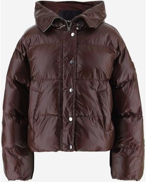 Pinko Dark Technical Fabric Hooded Down Jacket - Brown