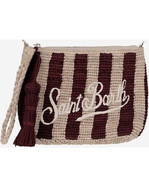 MC2 Saint Barth Rafiya Clutch mit Logo - Braun