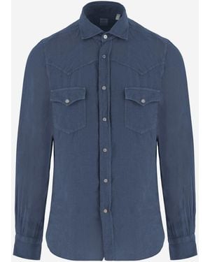 Finamore 1925 Linen Shirt - Blue