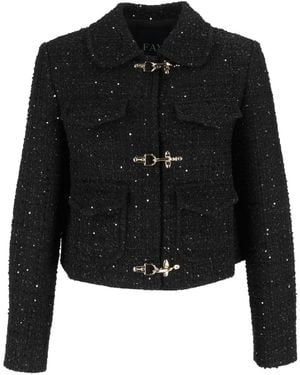 Fay Giacca Bott. Mezza Sfera +3 Ganci - Zwart