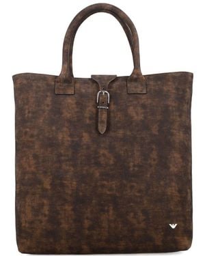 Emporio Armani New York Gedrapeerde Leren Shopper - Bruin