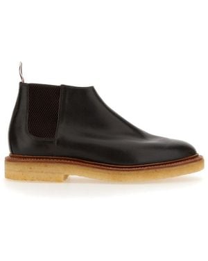 Thom Browne Calf Skin Crepe Sole Mid Top Chelsea Boot - Black