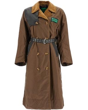 BARBOUR X GANNI Wachste Baumwollgrabenschicht - Braun