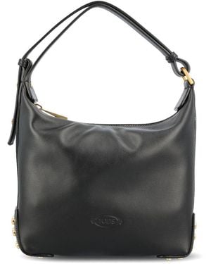 Tod's Metal Dots Mini Leather Shoulder Bag - Black