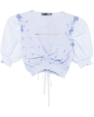 Ermanno Scervino Embroidered Cropped Top - Blue