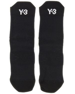 Y-3 3 Calzini Con Logo - Black