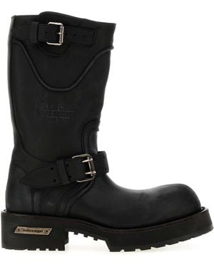 Balenciaga Slate Leather Venom Boots - Black