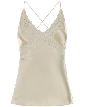 Alberta Ferretti Ivory Satin Top - Natural