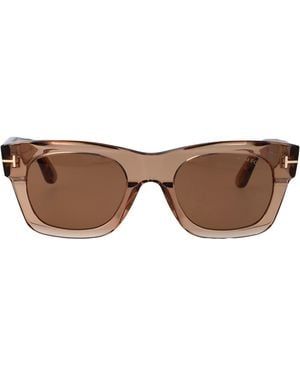 Tom Ford Squared Sunglasses Ft1314 45 E - Brown