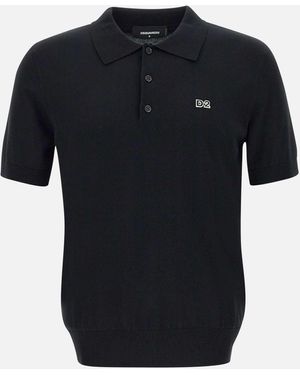 DSquared² Herren Schwarzes Strick-Polohemd