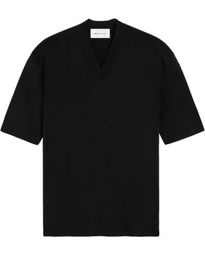 Ami Paris Kurzärmliger Pullover mit V-Ausschnitt von - Schwarz