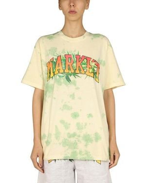 Market Logo Print T-Shirt - Yellow