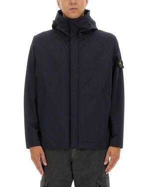 Stone Island Short Soft Shell Parka - Blau