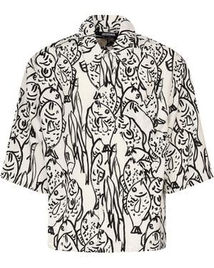 Jacquemus Aloe Pes Fish Impress Camiseta - Blanco